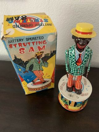 Vintage 1950s Strutting Sam Battery Operated Made In Japan