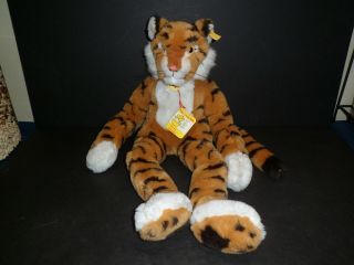 Vintage Steiff Tiger " Lulac " 6285/55 Western Germany,  With Button And Tags