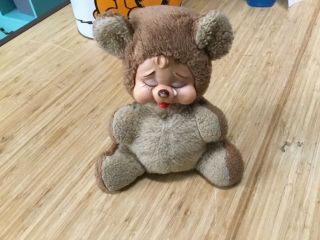 The Rushton Company Vintage Crying Bear Rubber Face Brown Plush Stuffed Animal