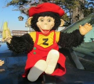 Vintage Rubber Face Banana Plush Rushton Happy Monkey Chimp Zippy Mrbim Toy Bear