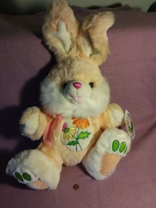 24 " Tb Toy Dandee Dan Dee Hoppy Hopster Bunny Rabbit Peach Flowers W/ Tag