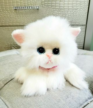 Vintage Tyco 1993 Kitty Kitty Kittens White Persian Cat Plush W/ Pink Collar