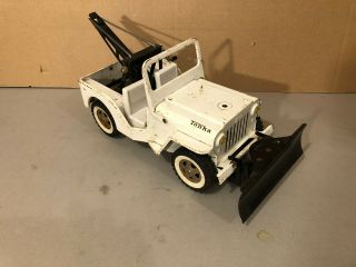 Vintage Tonka Jeep Wrecker With Plow 435 White