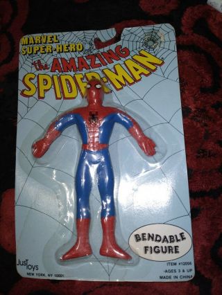 1989 Just Toys Spiderman Bendable Figure Carded Bend Ems