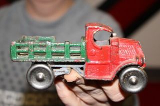 Antique Stake Side Truck Mack ? Farm Cast Iron Toy Gas Oil Sign