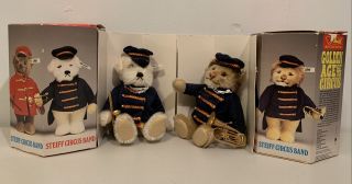 2 Vintage Steiff Golden Age Of The Circus Bandsman Dog & Lion Plush With Boxes