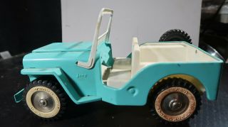 Tonka Pressed Steel Jeep With Spare Tire In Turquoise
