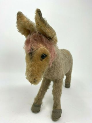 Rare Vintage Steiff 1920 - 30s Grey Mohair Donkey With Button
