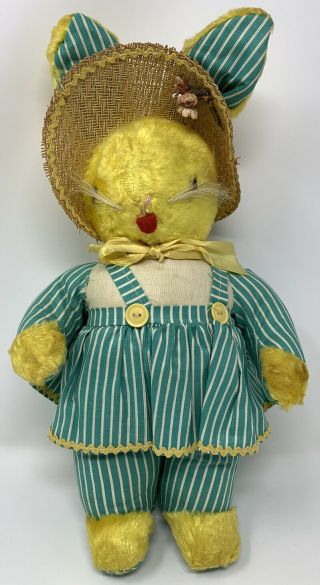 Rare Vintage 15” Gund Creation J Swedlin Farmer Girl Stuffed Bunny Rabbit Easter