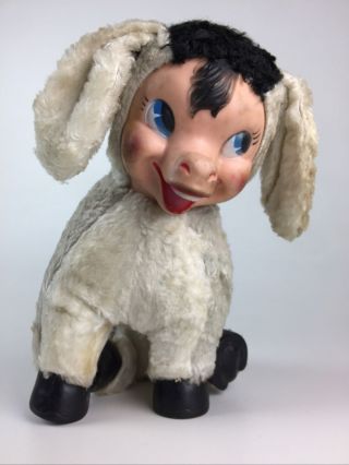 Rushton Style Rubber Face Donkey Plush Toy - Adorable Mid Century