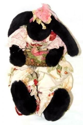Vtg 1995 Bunnies By The Bay Rabbit Verona 276 Retired Black Floral Tag