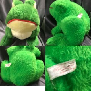 RARE HTF Vintage Rushton Plush Stuffed Animal Green Frog Toad Gift 12” So Rare 2