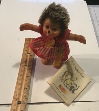 Vintage Steiff Mucki Hedgehog Girl Doll 5” All Tags Intact