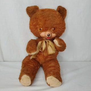 Vintage Teddy Beddy Bear Plush Wind Up Stuffed Animal Music Rubber Face Brown