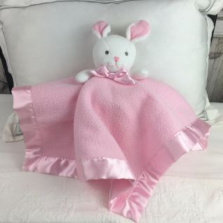 Magic Years Pink White Bunny Rabbit Lovey Security Blanket Plush 15 " X 15 "