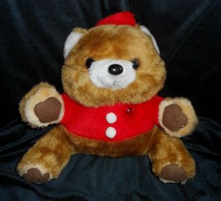 Vintage Liberty Bell Christmas Musical Light Up Teddy Bear Stuffed Animal Plush