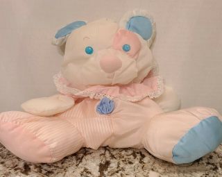 Fisher Price Puffalump Puppy Mouse W/rattle Pink Blue White No Foot Logo