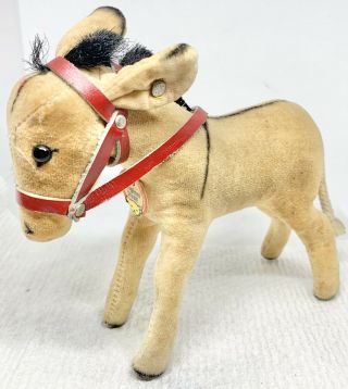 Vintage 1965 - 67 Steiff Donkey Toy Stuffed Animal Plush With Tag And Button