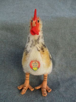 Vintage 1960s - 1970s Steiff Plush Chicken Hen Rooster W Tag & Button 3370/16