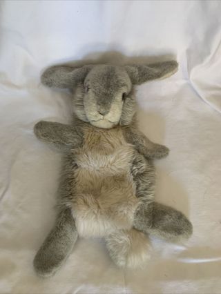Steiff Vintage Jolly Hase Rabbit Bunny Gray Hand Puppet 3480/40 Button Germany