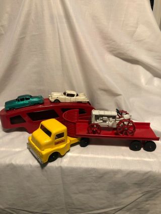 Vintage Structo Auto Transport And Flatbed Semi Truck