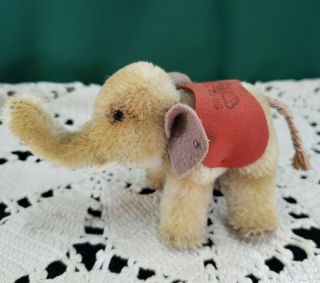Vintage Steiff Elephant 75th Anniversary,  Made Only 1955,  Button Id,  Red Blanket