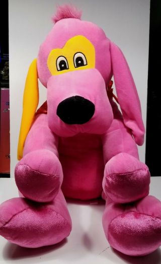 Giant Jumbo Pink Orange Puppy Dog Pillow Stuffed Floppy Ears Plush Red Scarf