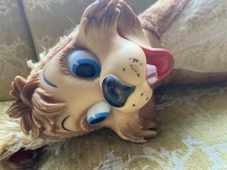 Vintage 1940 - 50’s Rubber Face Silly Happy Dog Stuffed Animal Plush Toy Big Eyes