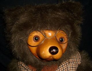 18 " Robert Raikes Jointed Wooden Teddy Bear Man Glasses Stuffed Animal Plush Toy