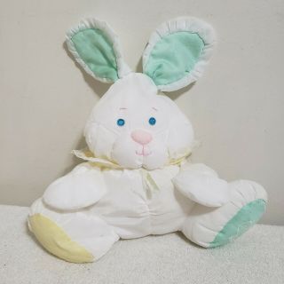 Vtg Fisher Price Puffalump White Green Ears Bunny Rabbit 10 " Plush Rattle 1988