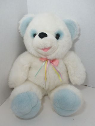 Tb Trading Co Plush White Blue Eyes Teddy Bear Or Panda Pink Bow Pastel Ribbon