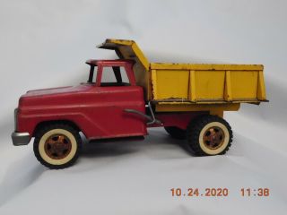 Vintage 1960’s Tonka Dump Truck Red And Yellow Pressed Steel