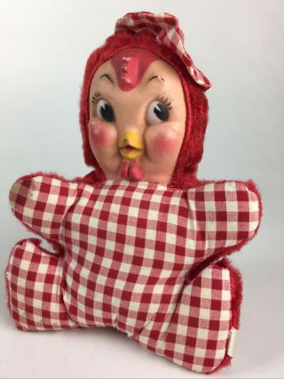Vintage Rubber Face Red Rooster Stuffed Toy Columbia Toy Products Kansas City Mo