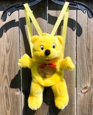 Vintage 90s Yellow Haribo Plush Gummy Bear Teddy Bear Backpack Toy