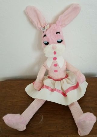 22 " Vintage Easter Bunny Rabbit Stuffed Animal Plush Toy Euc 1960?