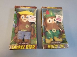 Vintage 1972 Knickerbocker Smokey Bear & Woodsy Owl 6 " Dolls Nrfb