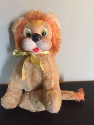 Vintage Rubber Face Lion 12 " Stuffed Animal Plush