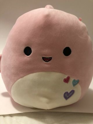 Squishmallows 8” Pink Shark Selene Hearts Soft Plush Pillow