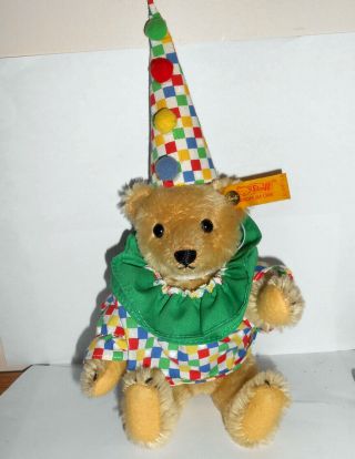 Vintage Steiff Teddy Bear With Tan Fur In Clown Outfit