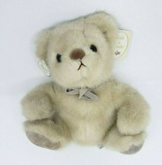 Vintage Russ Berrie Baby Brown Teddy Bear Nutmeg Suede Stuffed Animal Plush Toy