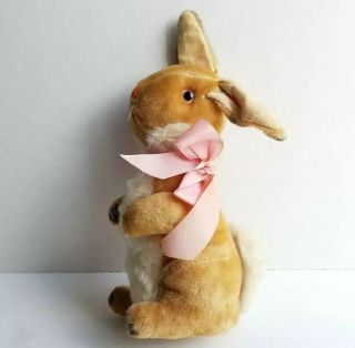 Vintage Mohair Rabbit Hare Stuffed Plush Animal Toy Easter Bunny Glass Eyes Tan