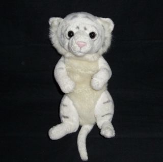E&j Classic White Tiger Lion Cub Plush Stuffed Animal Curved Laying Down Snow