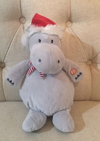 Hallmark Hippo Hippopotamus 13 " Stuffed Plush Sings Hippo For Christmas