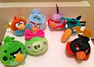 Angry Bird Plush Clip Set Of 7 Birds - 3 " Plush Clip On - Some Rare Finds