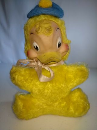 Antique Rubber Faced Plush Duck Stuffed Animal Toy Rushton? Rare Htf