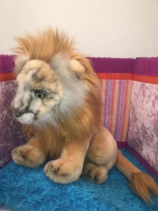 Euc - Ehtf - Rare - 21” African Safari Lifelike King Of The Jungle Plush Sitting Lion