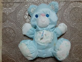 Vintage 1994 Fisher Price Puffalump Blue Mouse With White Bib,  Polkadot Soles