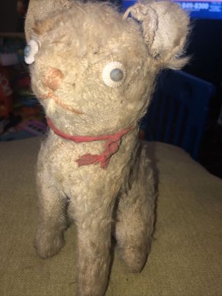 Antique Vintage Mohair Stuffed Plush Animal Cat Or Dog Old Jee - Bee 12”