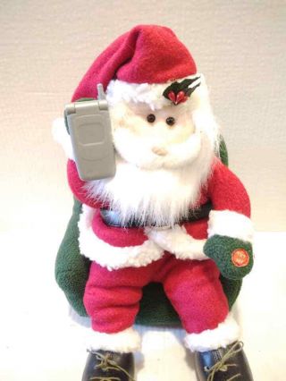 Pan Asian Creation Talking Santa Flip Cell Phone Plush Toy Animated Christmas