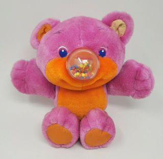 Vintage 1987 Playskool Nosy Bear Gumlet Gumball Pink Stuffed Animal Plush Toy